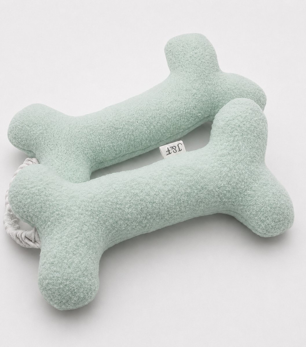 Honden speelgoed - Knuffelketting hondenspeeltje – Zacht pluchen speeltje – hondenbot - Mint- maat M