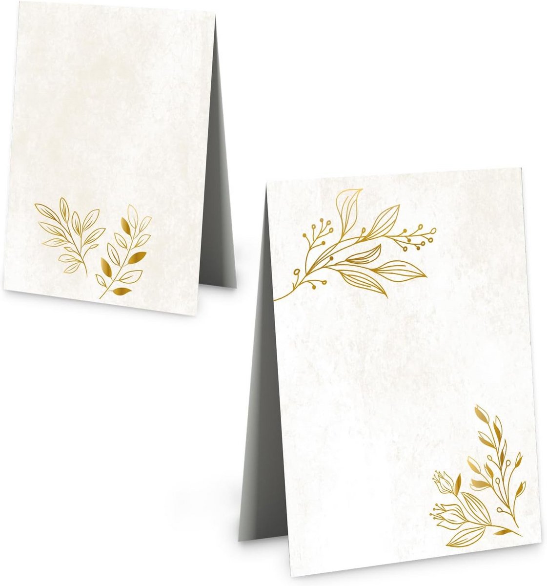 Tafelkaarten Set - Naamkaartjes Goud - Feest Organiseren - Goudfolie Design - 8.5 x 5.5 cm - Beige Takken