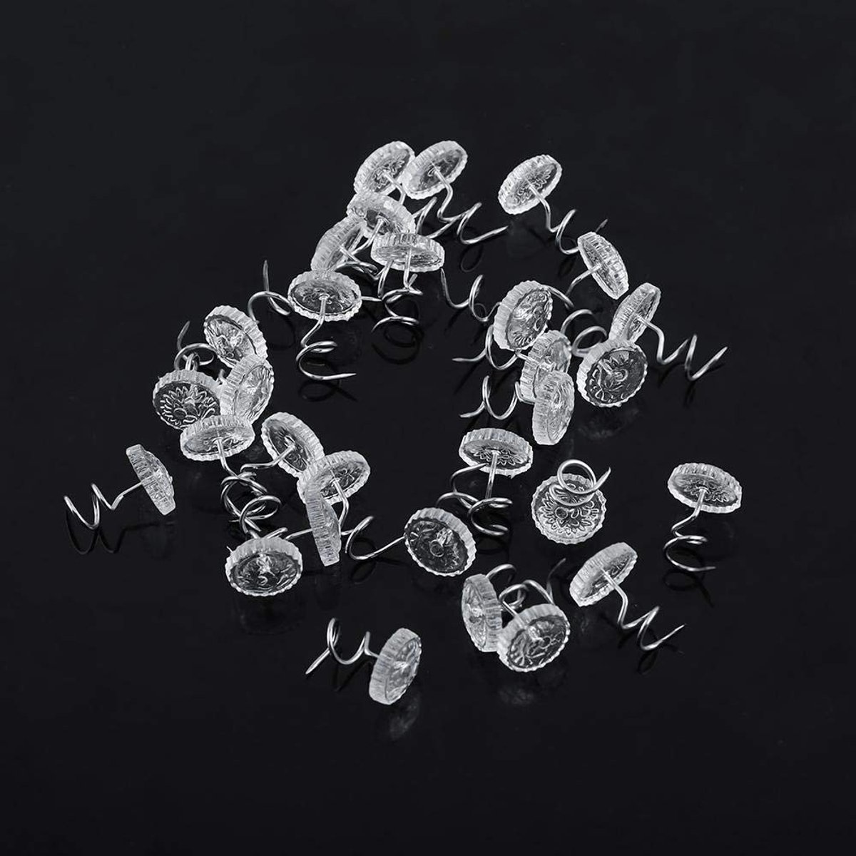 Dailygoods- Twist Pins - Duidelijke Koppen - Bevestigen van Stoffen - Schroeven voor Meubels - Pack van 50 - Eenvoudig te Gebruiken - Bekleding