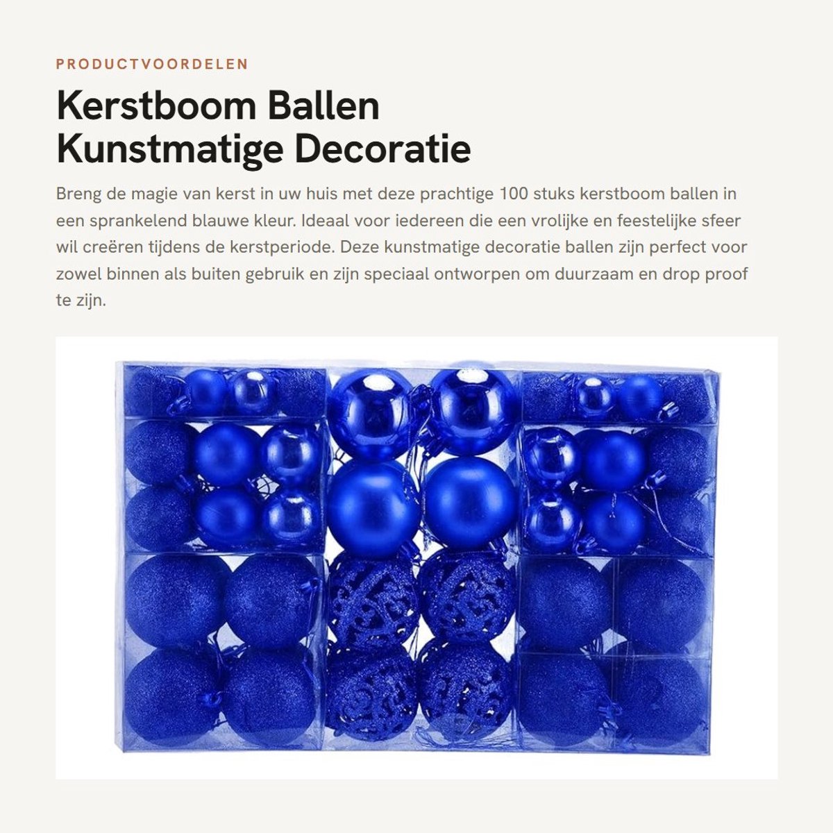 Dailygoods- Kerstballen 100 Stuks - Kunststof Decoratie - Glitter/Matte/Helder - Diverse Maten - Duurzaam - Geschikt voor Feestdecoratie - Kerstdecoratie