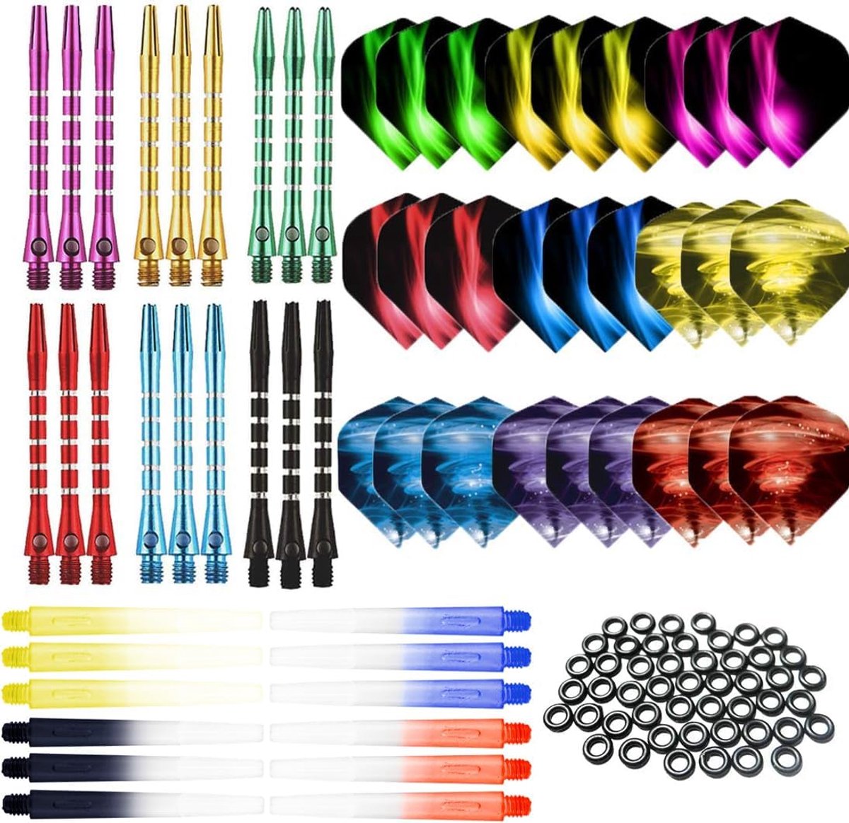 Dart Accessoires Set - Dart Onderdelen - Indoor Sport Spel - 107 Stuks Pakket - 2BA Medium - Multipack Kleuren