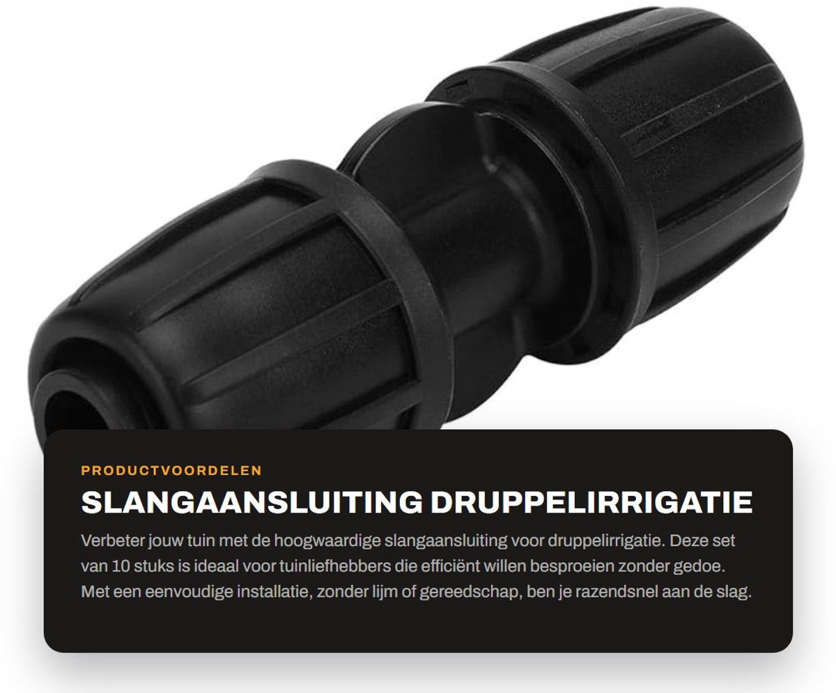 Dailygoods- Slangaansluiting 10 stuks - Rechte Wateraansluiting - Druppelirrigatie Accessoires - Tuinbesproeiing - Hoogwaardig Materiaal - Eenvoudige Installatie - Irrigatiefitting