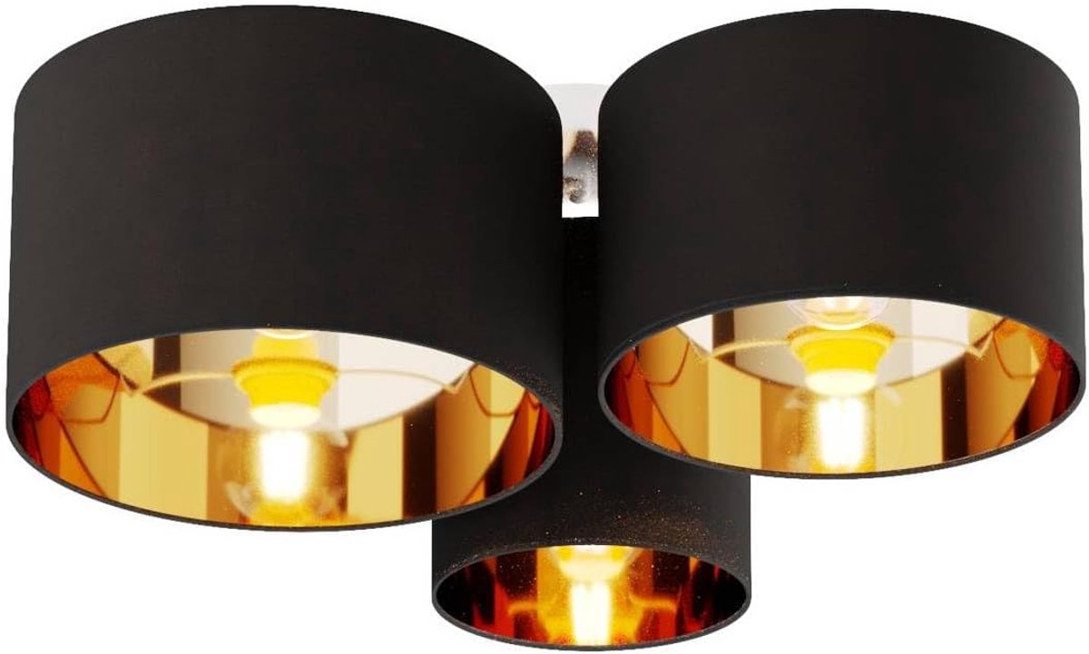 Plafondlamp Stofkap - Moderne Verlichting - Woonkamer Sfeerverlichting - Mat Zwarte Finish