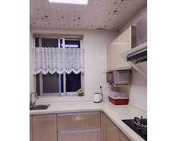 Korte Gordijnen - Vitrage Raambekleding - Keuken Decoratie - Met Kantborduurwerk - 200 x 60 cm - Wit