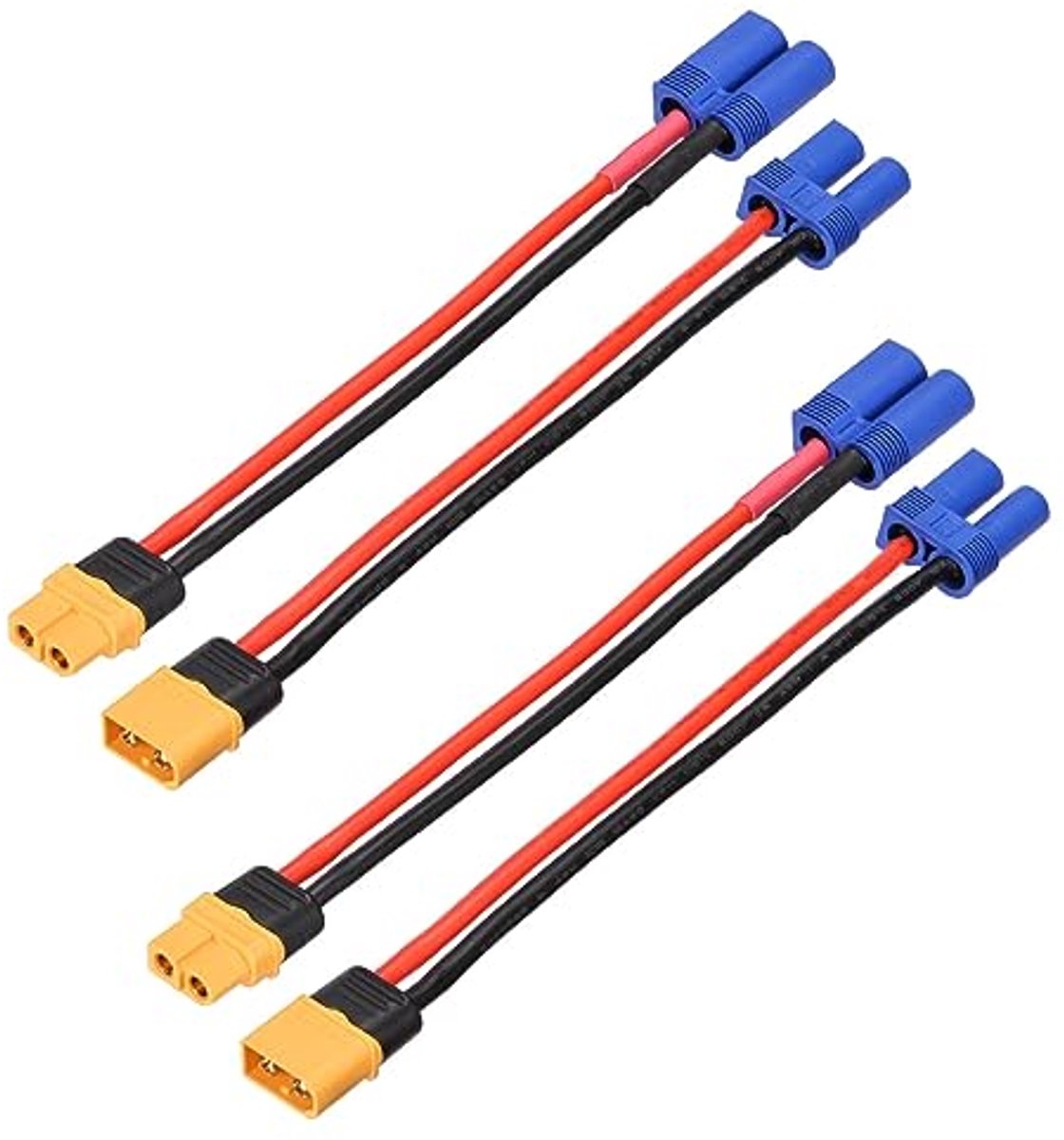 Adapterkabels - XT60 EC5 - Accu Verbinding - 12AWG Koperdraad - 6 inch - Zwart