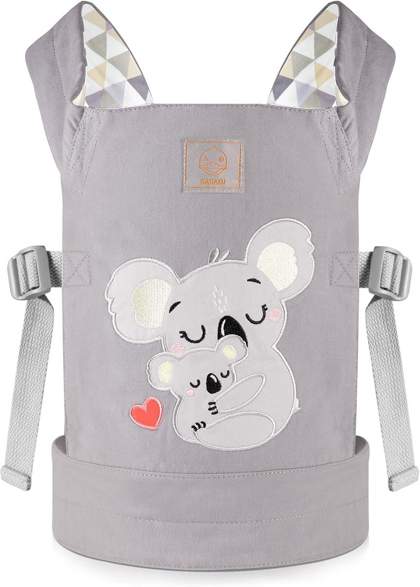 Poppen Draagzak - Speelgoed Houder - Kind Spelen - Verstelbare Banden - Tot 24 Inch - Grijs