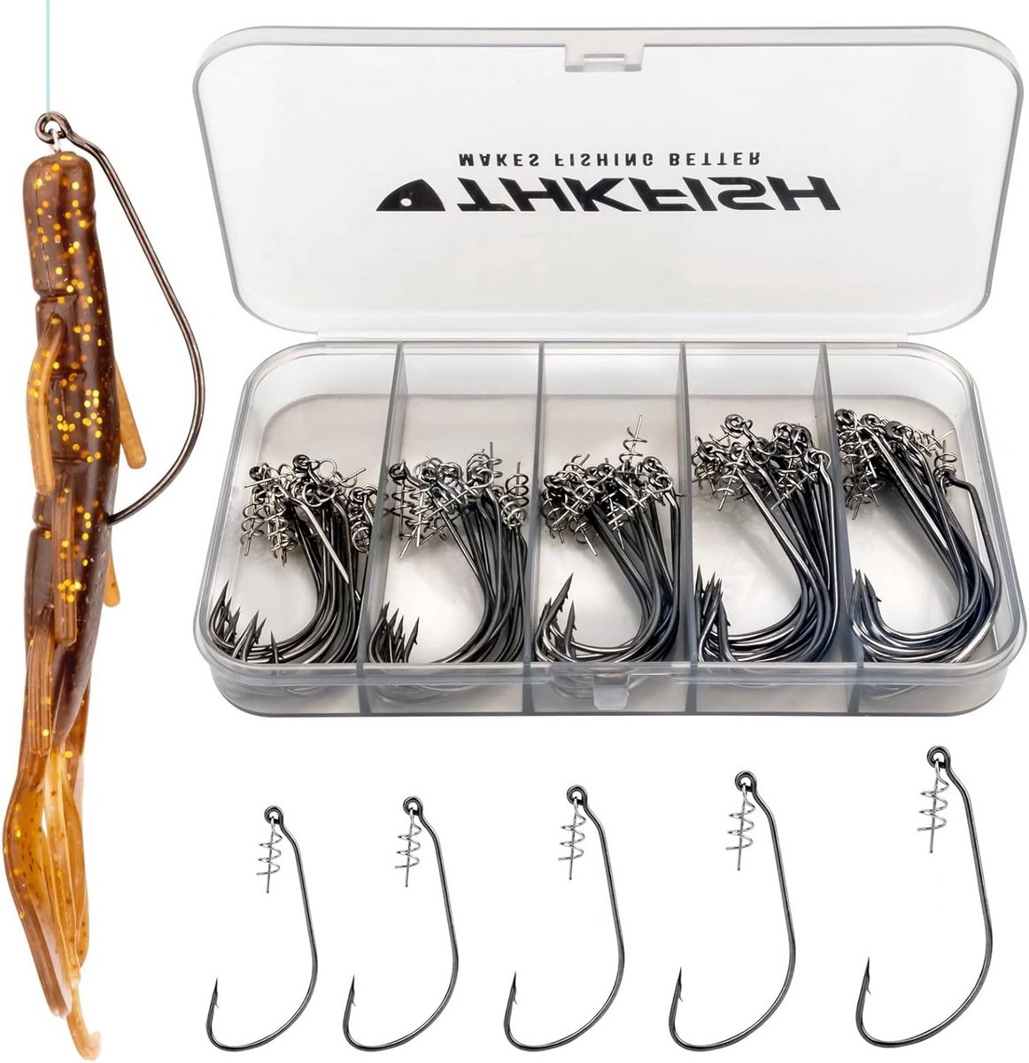 Vis Haken - Twist-lock Haken - Vissen met Kunstaas - Verstelbare Loodkop - 60 Stuks - Zilver