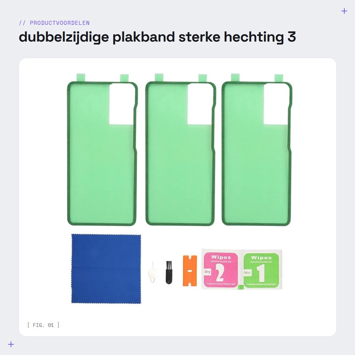 Dailygoods - dubbelzijdige plakband - sterke hechting - 3 stuks - geschikt voor Galaxy S20 FE - handige tape - pre-cut - gebruiksvriendelijk