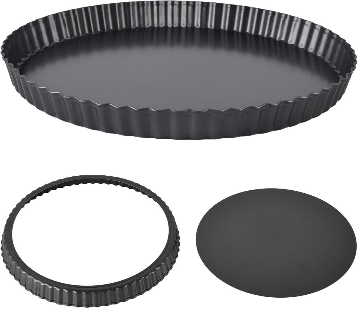 Dailygoods- Taartpan met afneembare bodem - Quichevorm - Diepe ovenschaal - Antiaanbaklaag - Vaatwasmachinebestendig - Koolstofstaal 32 cm