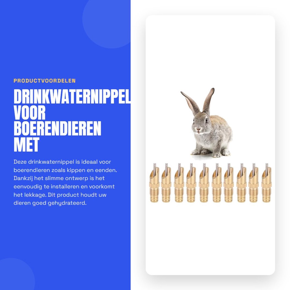 Dailygoods- Waternippel 360 Graden - Tepeldrinker - Geschikt voor Kip/Eend/Vogel - Afneembaar - Roestvrij Staal - Geen Lekkage - Drinknippel
