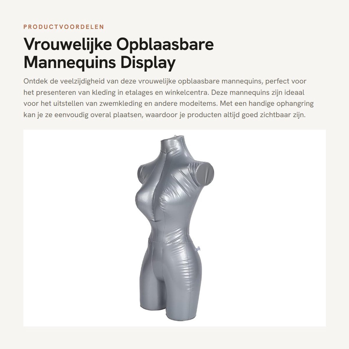 Dailygoods- Opblaasbare Mannequin - Vrouwelijk Model - Displayrek voor Kleding - Sterk en Duurzaam PVC - Ophangring - Opvouwbaar en Ruimtebesparend
