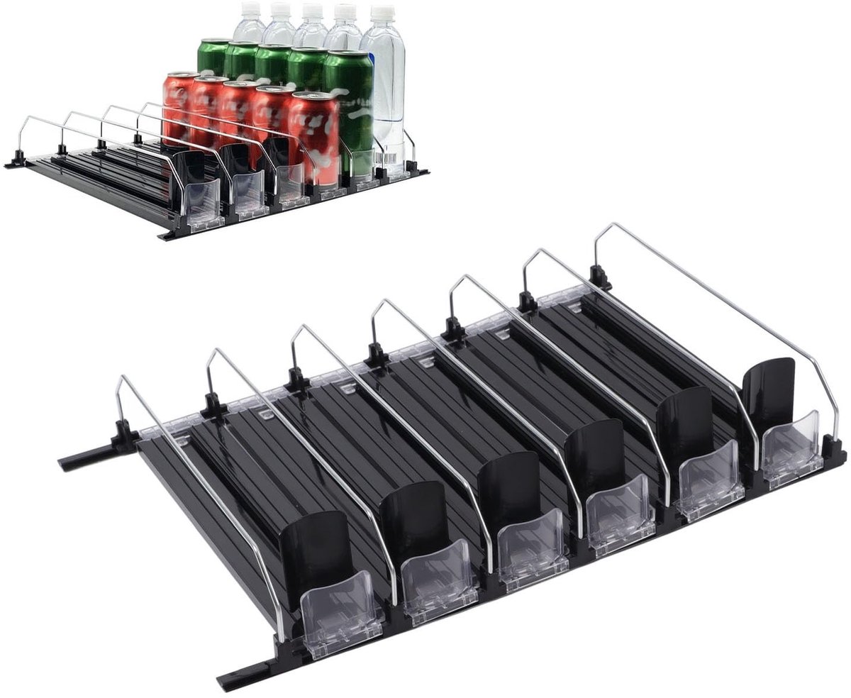 Dailygoods- Frisdrankblikjesdispenser Automatische Drankschuiver - Verstelbare Organizer - Blikjes/Flessen - Slijtvast ABS-Materiaal - Sterk Draagvermogen - Efficiënte Ruimteorganisatie - Drankorganizer