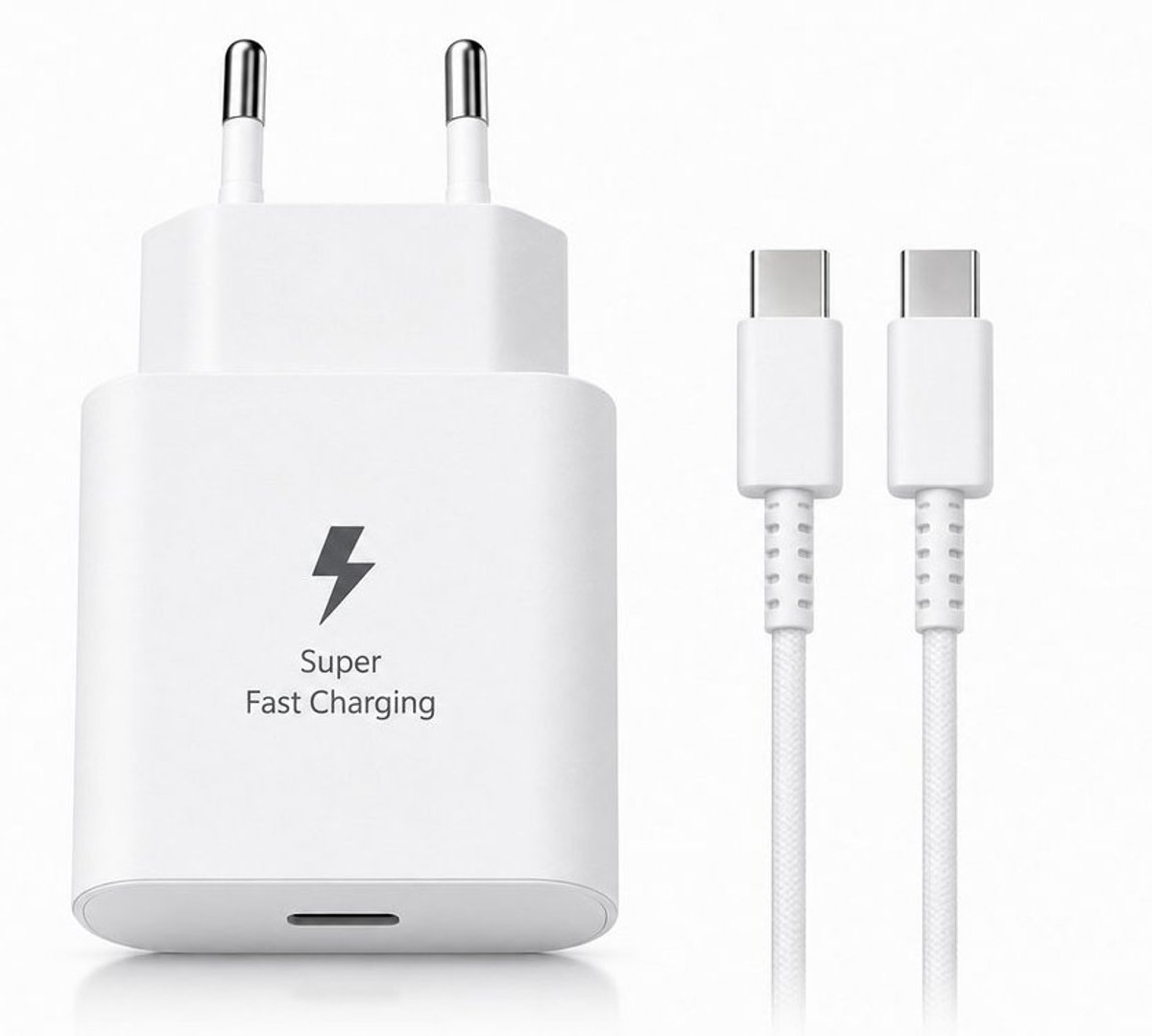 Samsung Super Snel Oplader met USB-C naar USB-C Kabel Wit - Super Fast Charging voor Samsung, Apple, Huawei, Xiaomi, Honor, Oppo