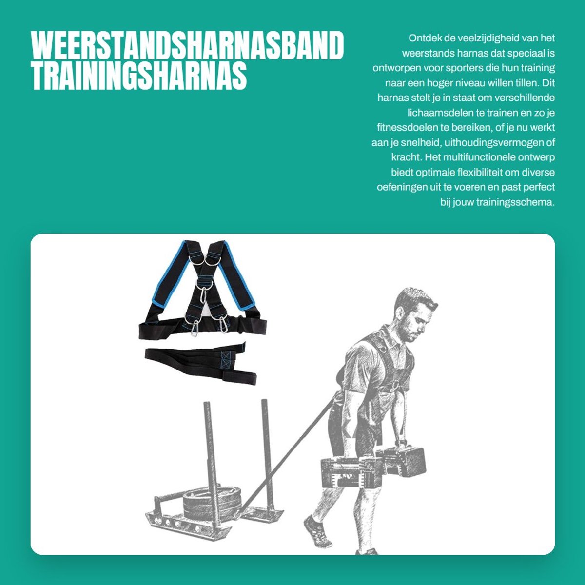 Dailygoods- Weerstandsharnasband multifunctioneel - Trainingsharnas - Schouderharnas - Nylon - Gedempte schouderbanden - Flexibele trainingsmogelijkheden