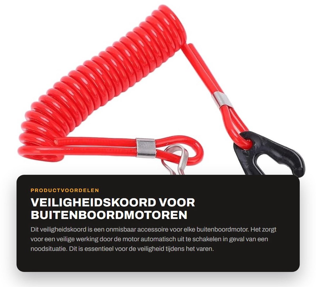 Dailygoods- Veiligheidskoord Kunststof - Veiligheidskoord voor Bootmotor - Veiligheidskoord voor Veiligheidsstopschakelaar - Geschikt voor Buitenboordmotoren - Duurzaam en Betrouwbaar - Motorstopkoord