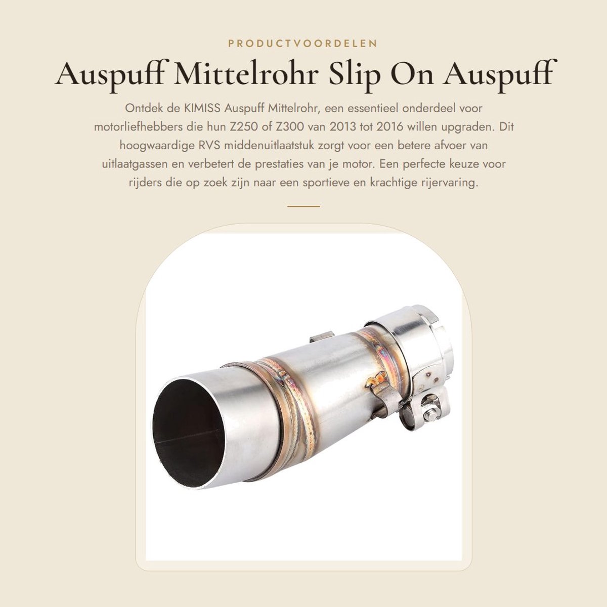 Dailygoods - Auspuff Mittelrohr - Slip On Auspuff - Kleur - Link Pipe Adapter - Perfect voor Z250 en Z300 - 2013-2016