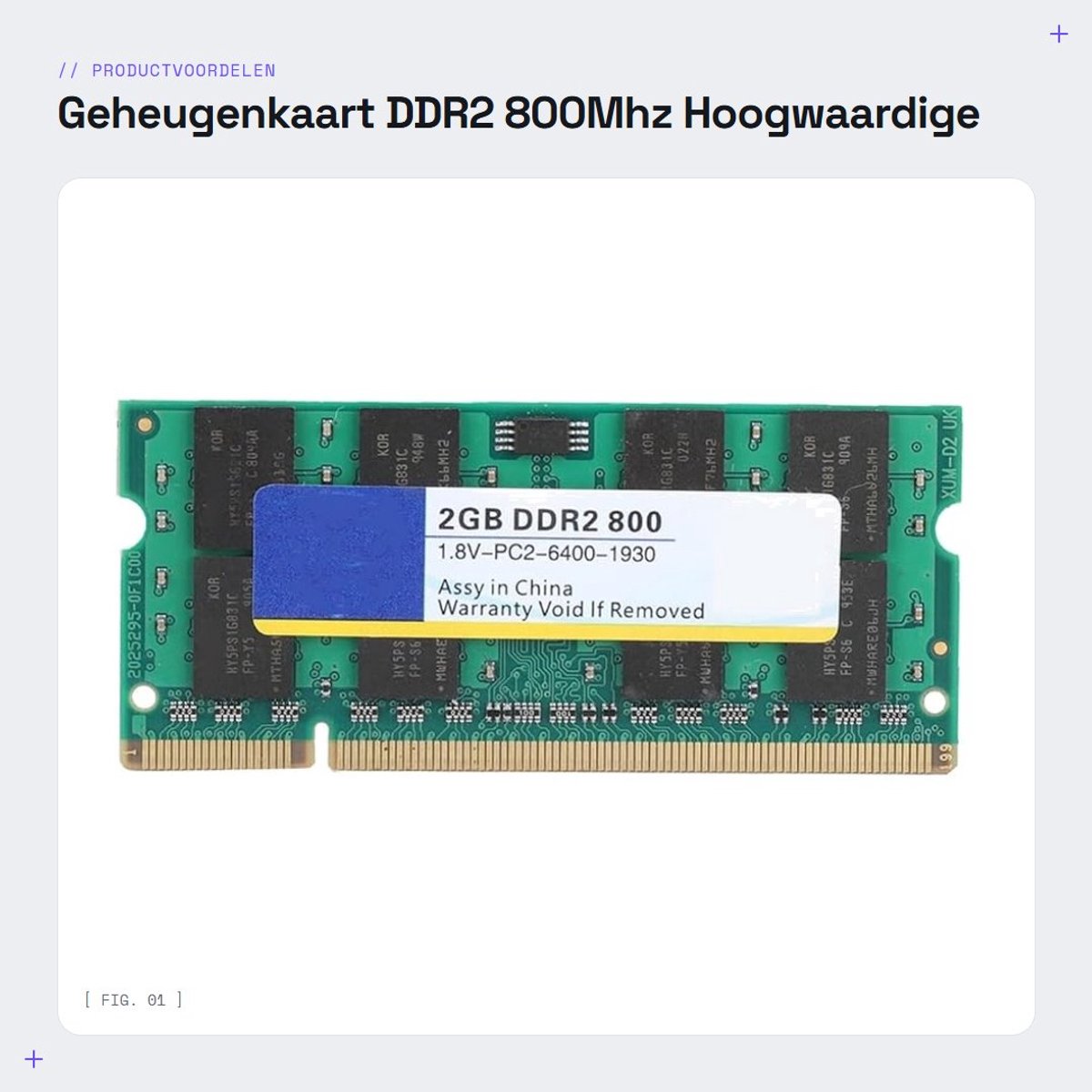 Dailygoods- Geheugenkaart 2G 800MHz - PC-6400 - DDR2 - Laptop - Hoogwaardige printplaat - Duurzaam en lichtgewicht - Geheugenmodule