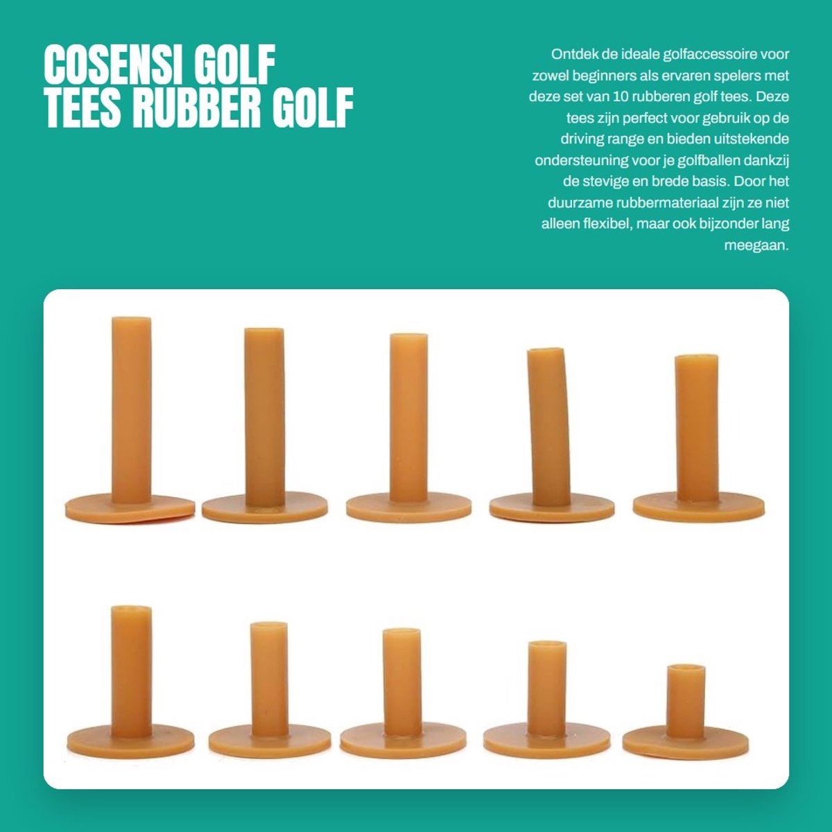Dailygoods- Golf Tee 10 Stuks - Duurzaam Rubber - Stevige Basis - Flexibel - Golf Accessoire - Trainingshulpmiddel - Golfaccessoire