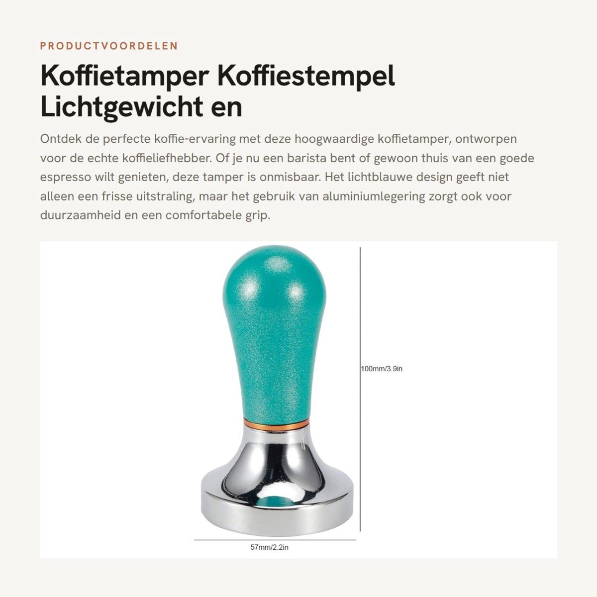 Dailygoods- Koffietamper 57 mm - Koffiestamper - Aluminiumlegering - Accessoires - Lichtgewicht - Eenvoudig ontwerp - Koffiestempel