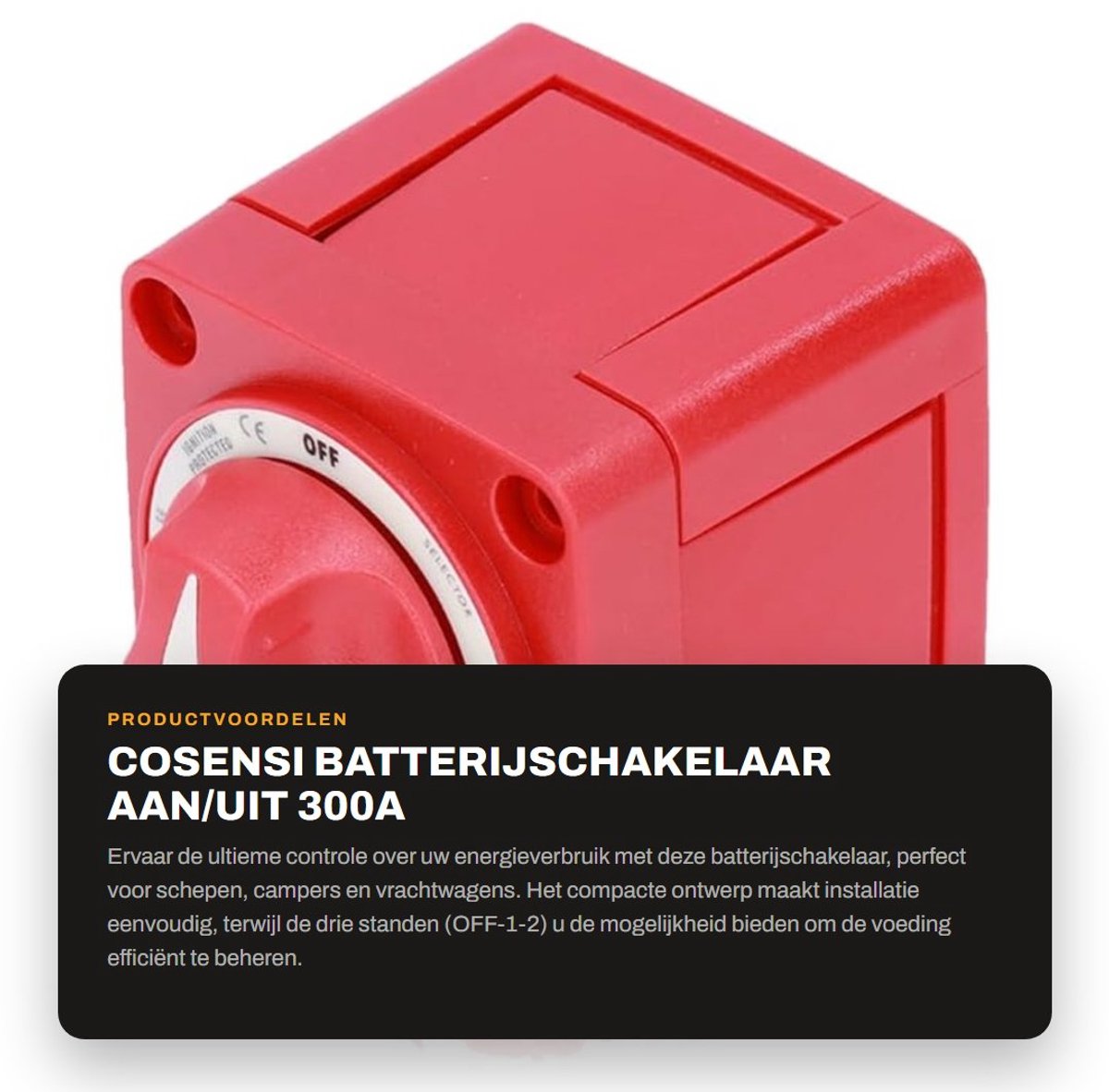 Dailygoods - Batterijschakelaar AAN/UIT - 300A M-serie - Veiligheid en gebruiksgemak - Compact formaat - Dual Circuit Isolator - Geschikt voor marine,...