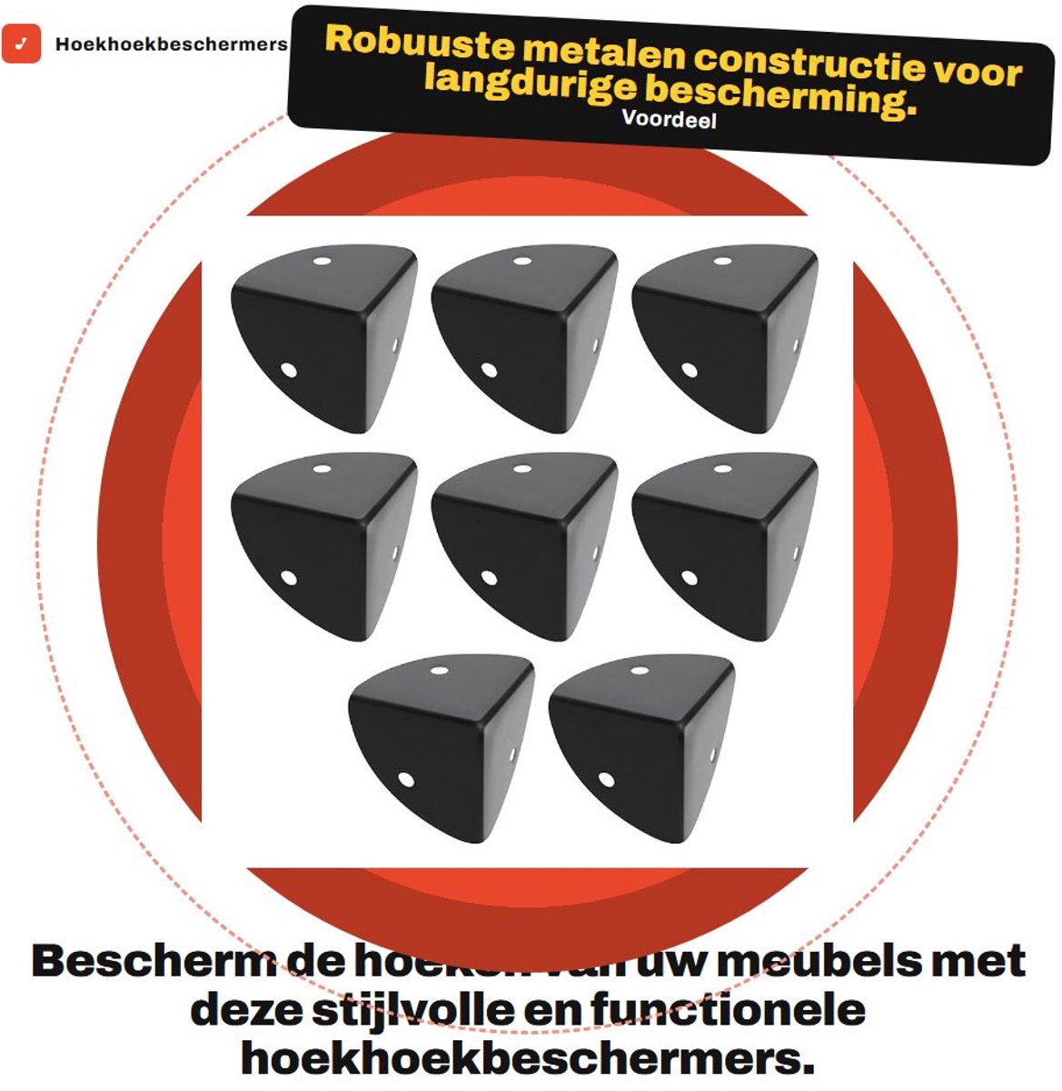 Dailygoods- Hoekhoekbeschermer 39mm - 8 Stuks - Gekarteld Metaal - Rechte Hoekbeschermers - Voor Houten Dozen - Zwart - Duurzaam Ontwerp