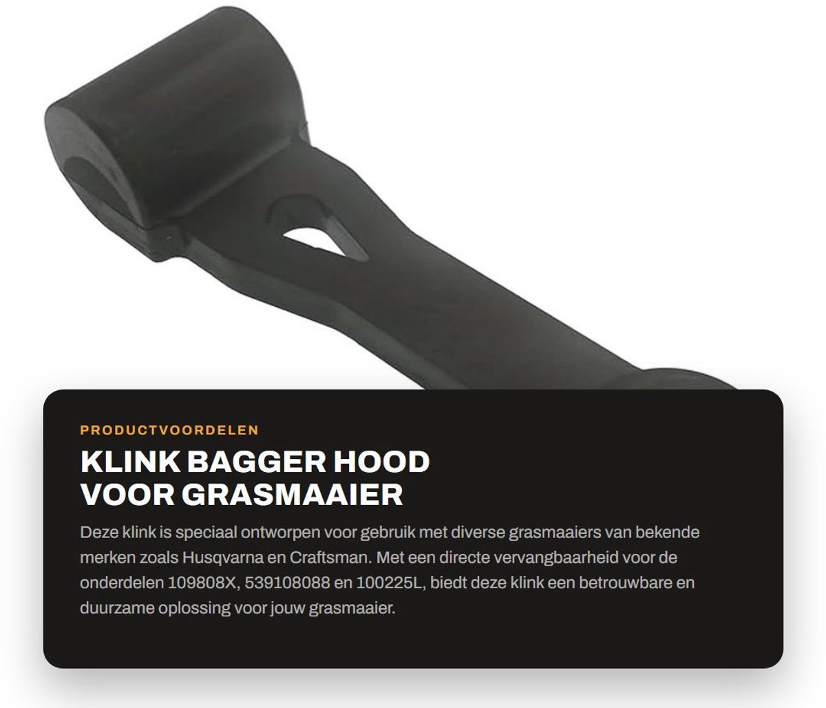 Dailygoods- Baggerkap Vervangt 109808X - Montage voor Husqvarna - Craftsman - AYP - Grasmaaier - Geschikt voor diverse modellen - Grasmaaierkap