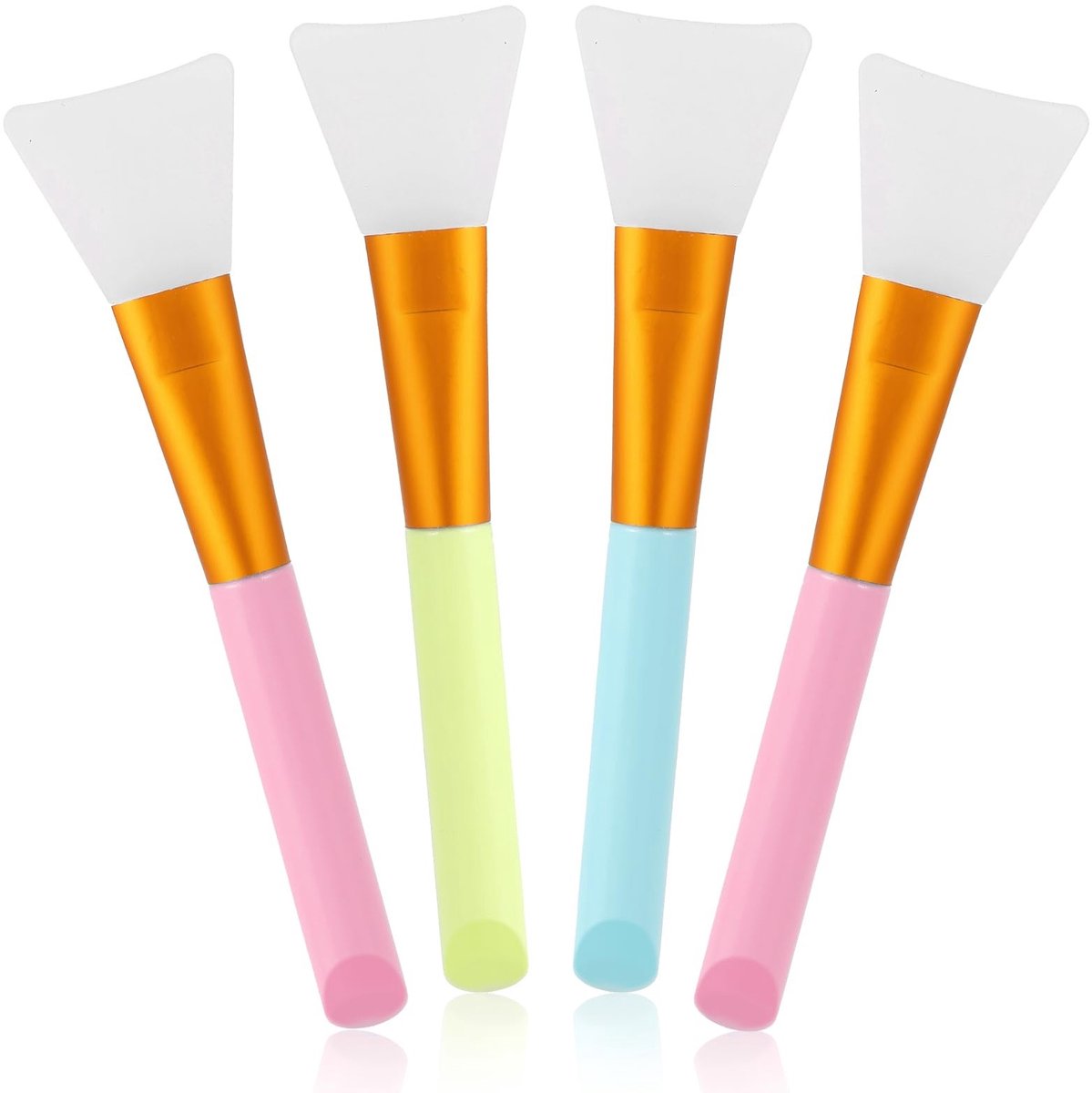 Dailygoods- Gezichtsmaskerkwast 4 Stuks - Siliconen Kwasten - Zachte Waaiers - Huidverzorging - Geschikt voor Moddermasker - Penseellengte 13,5 cm - Cosmeticapenseel