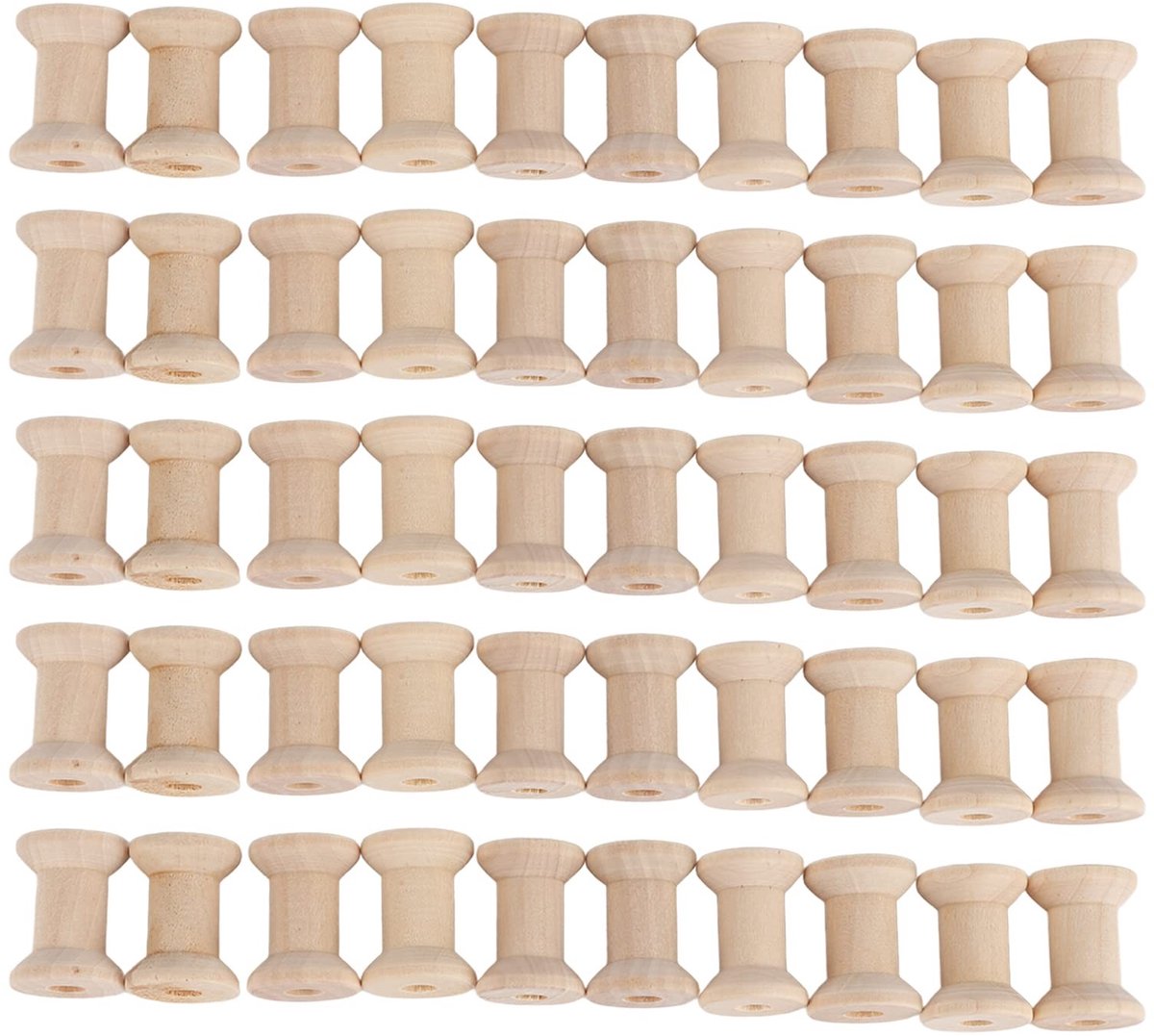 Dailygoods- Houten Spoelen 50 Stuks - Lege Draadweefspoelen - Naaien/Borduurgarenspoelen - Gepolijste Afwerking - DIY Ambachten - 29 x 22 mm - Houten Spoel