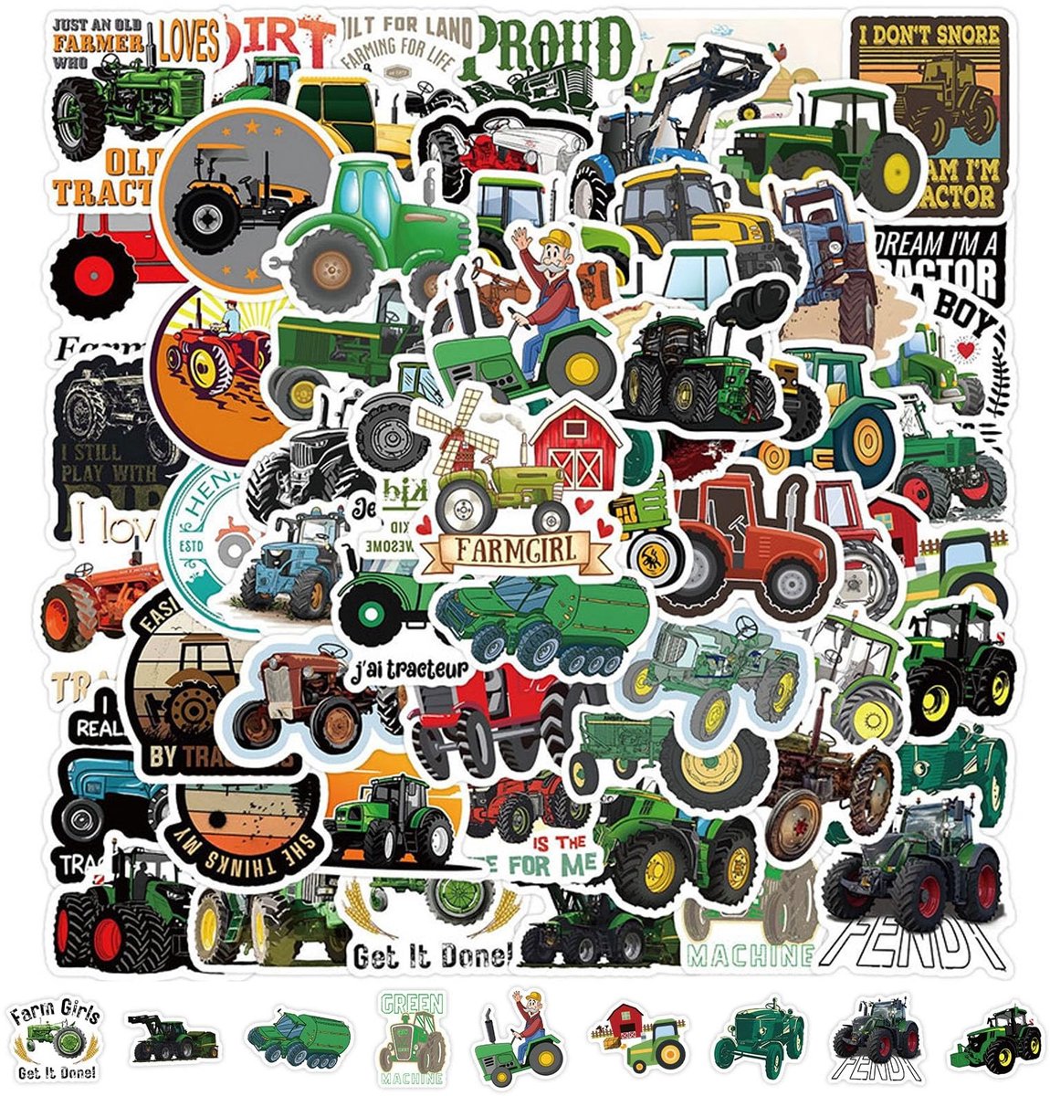 Dailygoods- Tractor Stickers Set van 60 - Waterdichte Stickers - Voertuig Stickers - Laptop Stickers - Scrapbook Stickers - PVC Materiaal