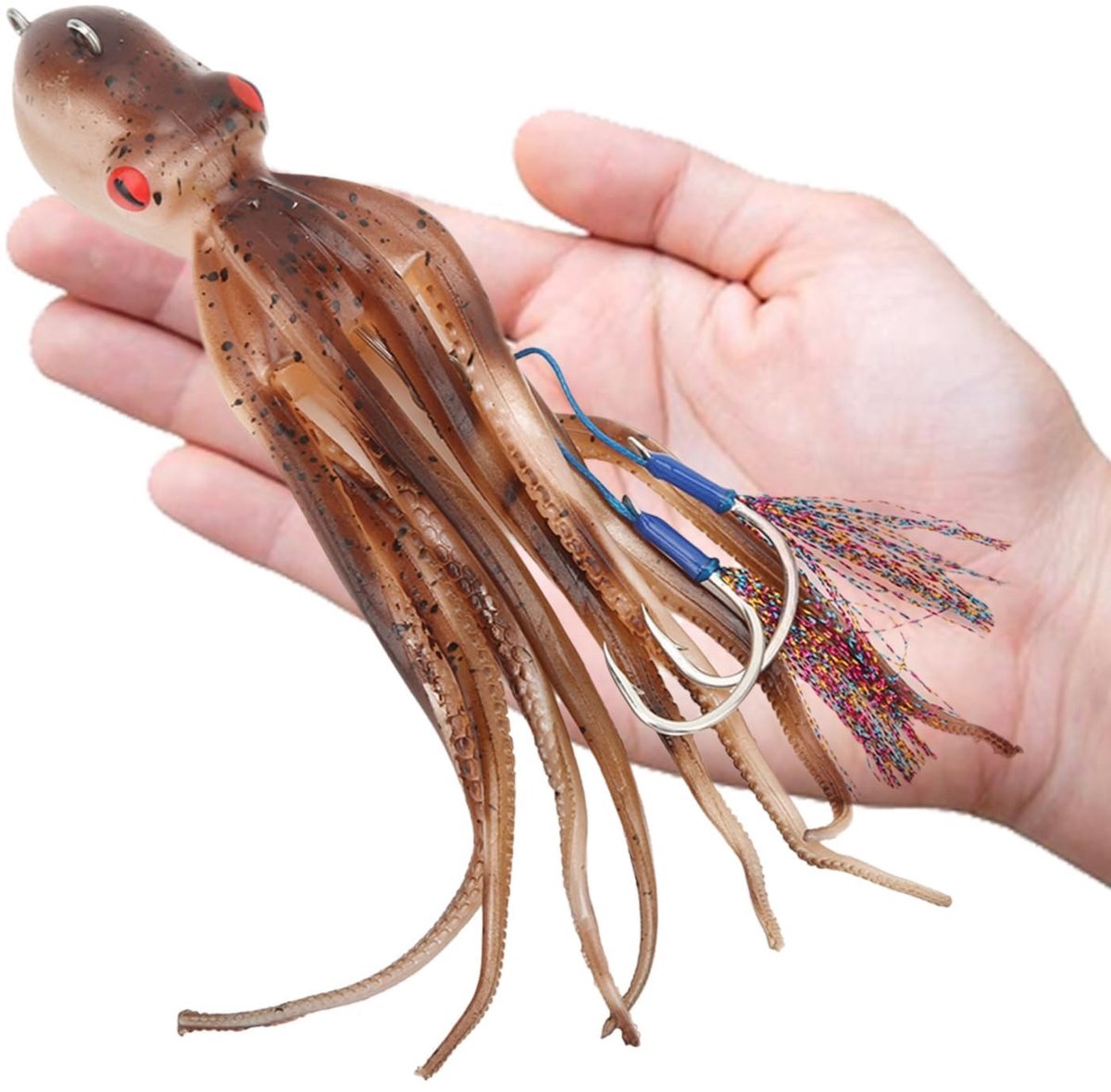 Dailygoods- Inktvis Aas Levensecht - Kunstmatig Aas - Octopus Lokken - Zoetwater/Zoutwater Vissen - Onzichtbare Haak - Hoogwaardige TPE - Vishaak