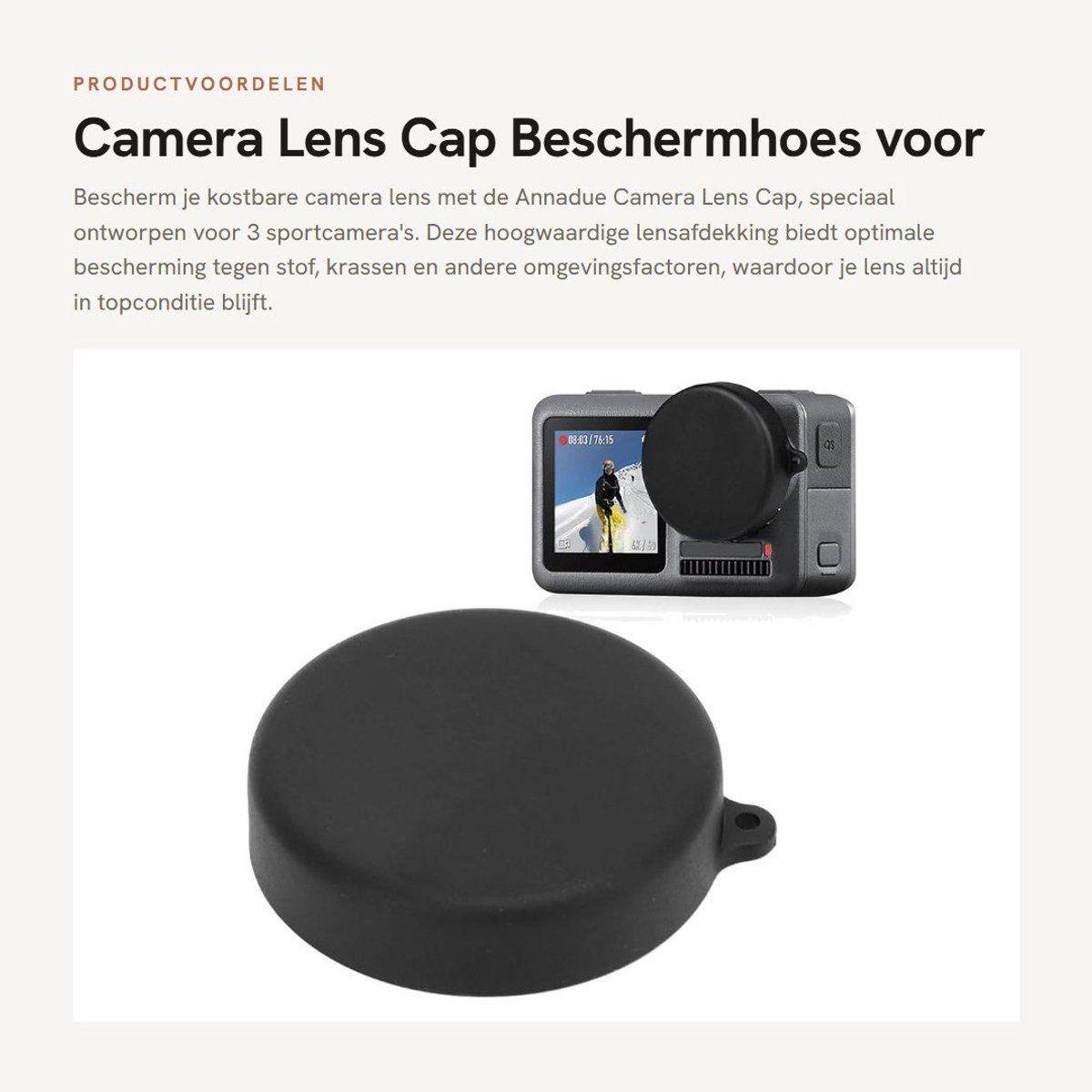 Dailygoods- Lensdop - Lensbescherming - Compatibel met Osmo Action 3 - Plastic - Antislip - Duurzaam materiaal