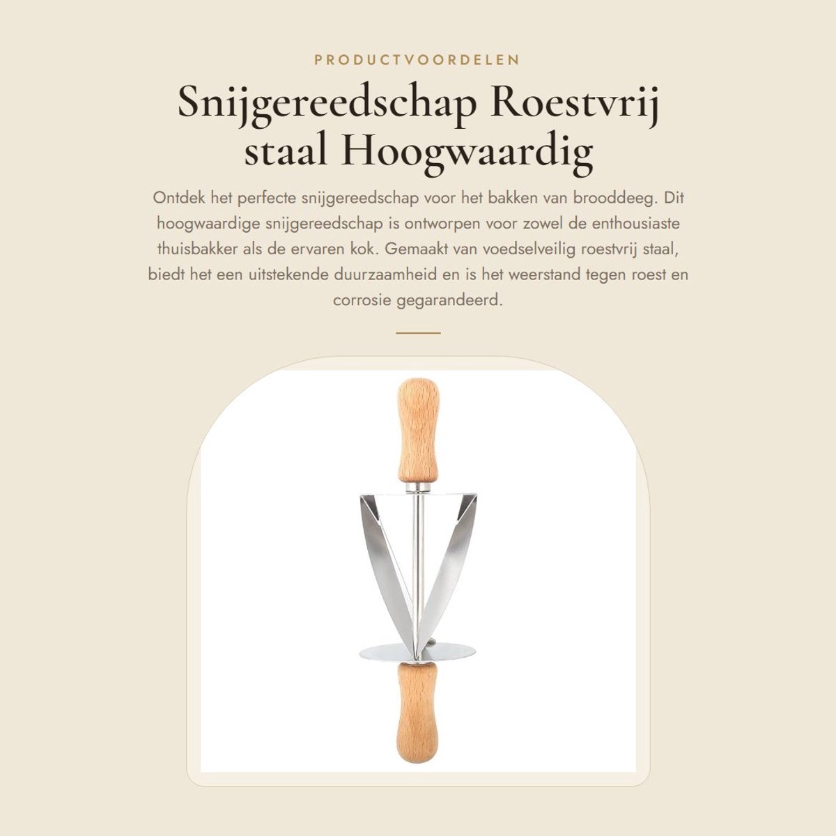 Dailygoods- Snijgereedschap Roestvrij Staal - Houten Handvat - Innovatief Ontwerp - Voedselveilig - Comfortabele Grip - Gezond Koken - Deegsnijder
