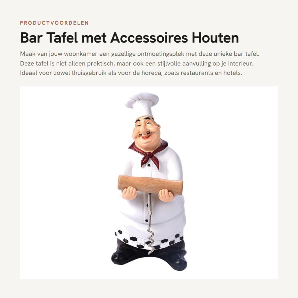 Dailygoods- Bartafel Praktisch en Mooi - Houten Bierflesopener - Zoutfles Houder - Tandenstoker Houder - Wijnflesopener - Afmetingen 12x7,5x19 cm - Barmeubel