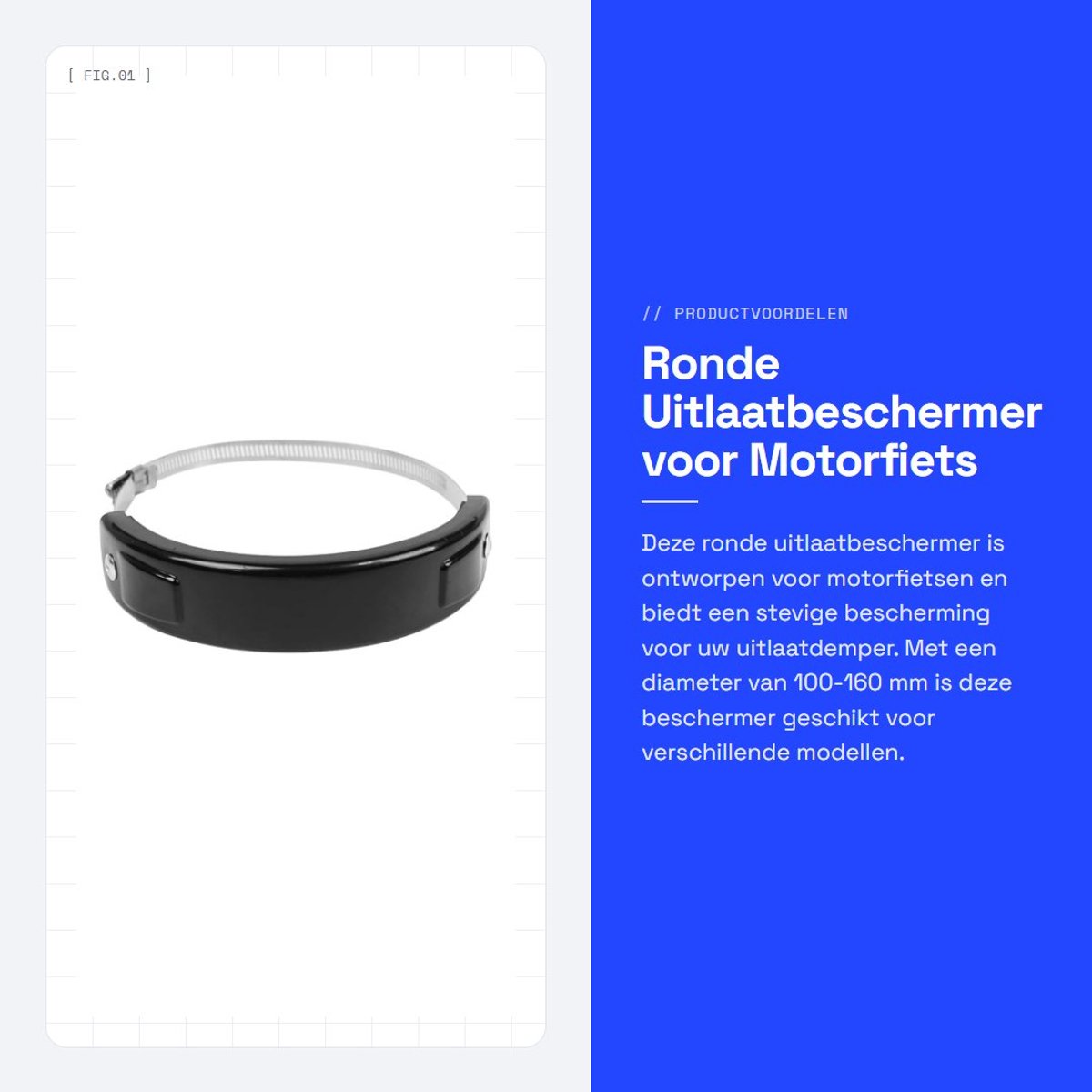Dailygoods- Uitlaatbeschermer Stevig - Ronde Uitlaatdemper - Ovale Uitlaatbeschermer - 100-160 mm - Duurzaam Materiaal - Eenvoudig te Installeren
