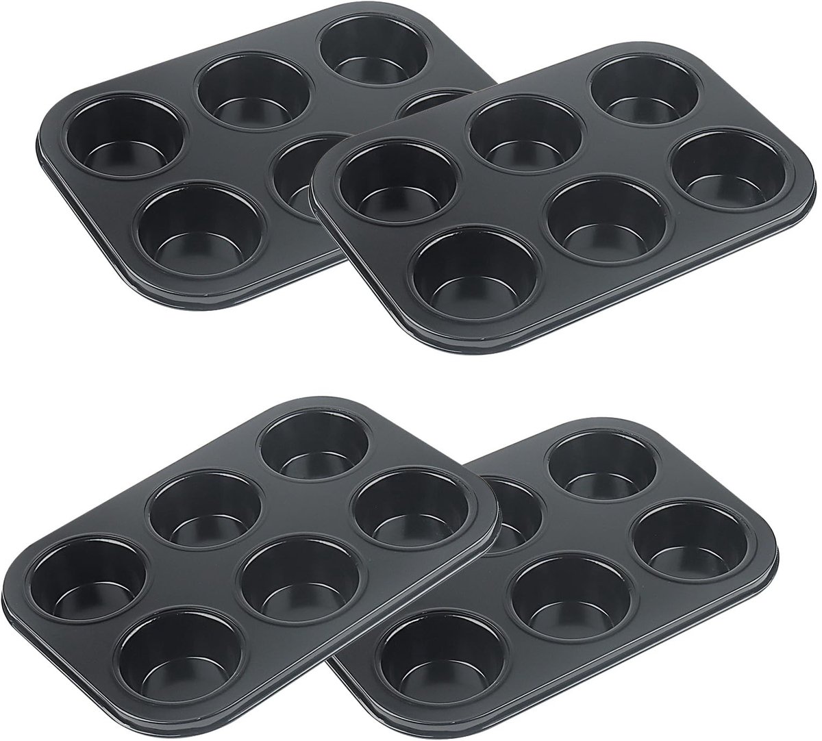 Dailygoods- Muffin Tray 6 Cup Antiaanbaklaag - Bakvormen Carbon Staal - Bakplaat 26,5x18,5x3 cm - Makkelijk Schoonmaken - Pudding Bakken - Bakvorm