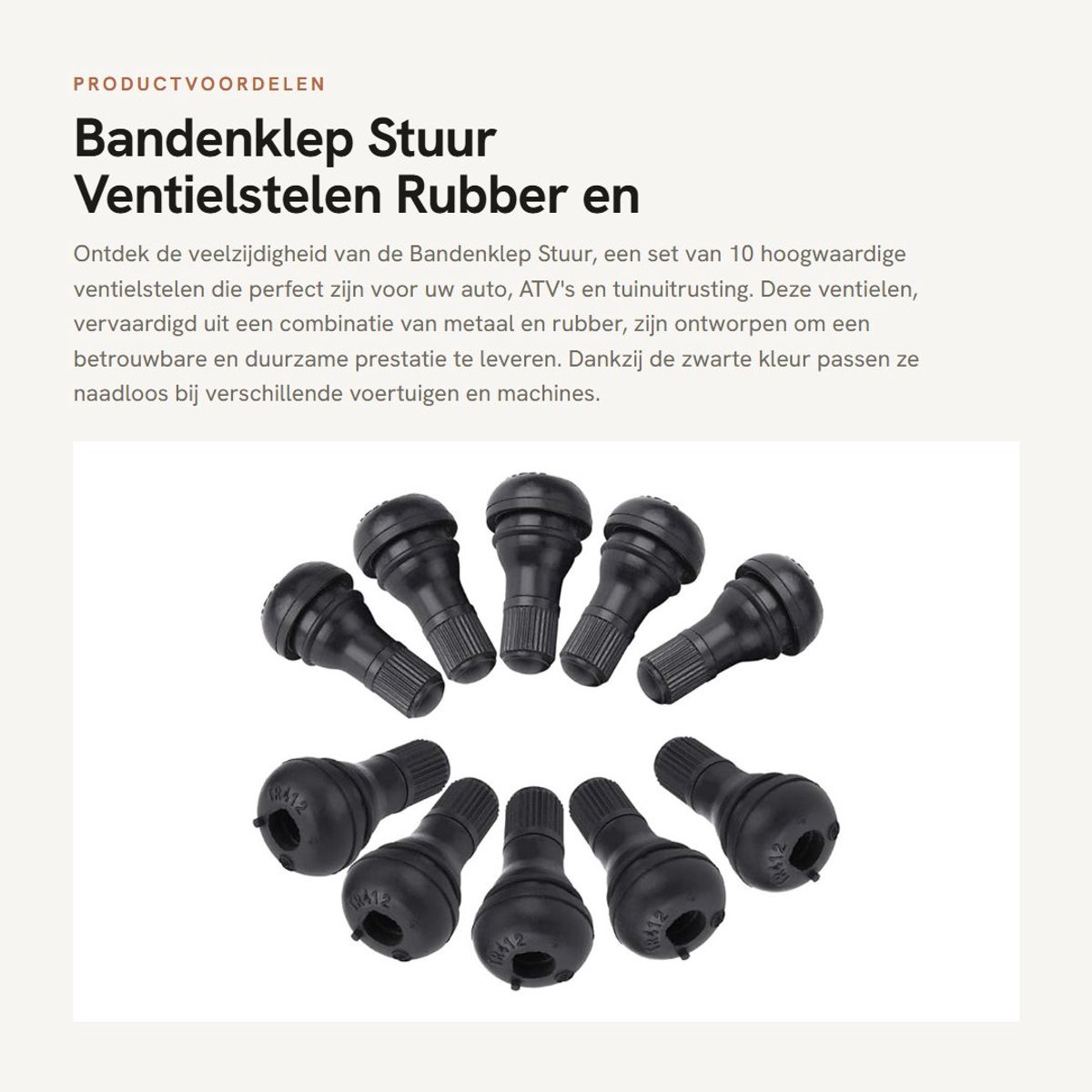 Dailygoods- Bandenklep Gloednieuw - TR412 Snap In Ventiel - 10 Stuks - Metaal/Rubber - Zwart - Duurzaam Materiaal