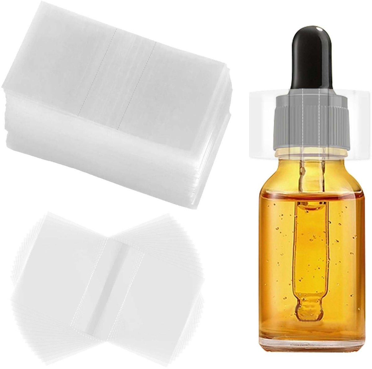Dailygoods- Krimpbanden 500 stuks - Doorzichtige Krimpfolie - Krimpafdichtingsbanden - Voor Etherische Oliefles - Geschikt voor Dop 19-25 mm - Eenvoudig te Gebruiken