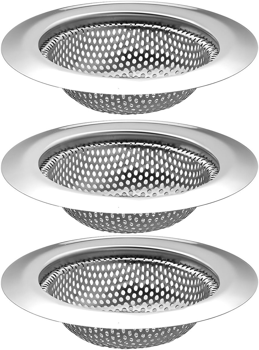 Dailygoods- Filter Set - 3 Filters van Roestvrij Staal - Wastafelfilter - Douchefilter - Antivervuiling - Eenvoudig te Reinigen - Afvoerfilter