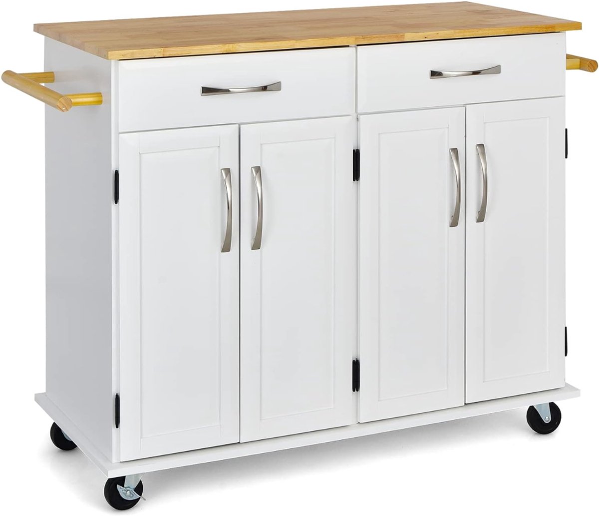 QIN® Keukeneiland - Kookeiland - Verplaatsbaar - keuken werktafel - Wit - 48cm x 122cm x 93cm