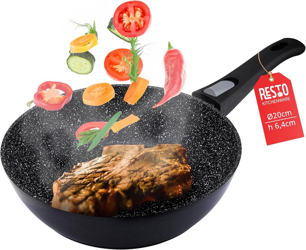Braadpan Diep Wokpan Aluminium Gezond Koken Afneembare Handgreep 20 cm Zwart