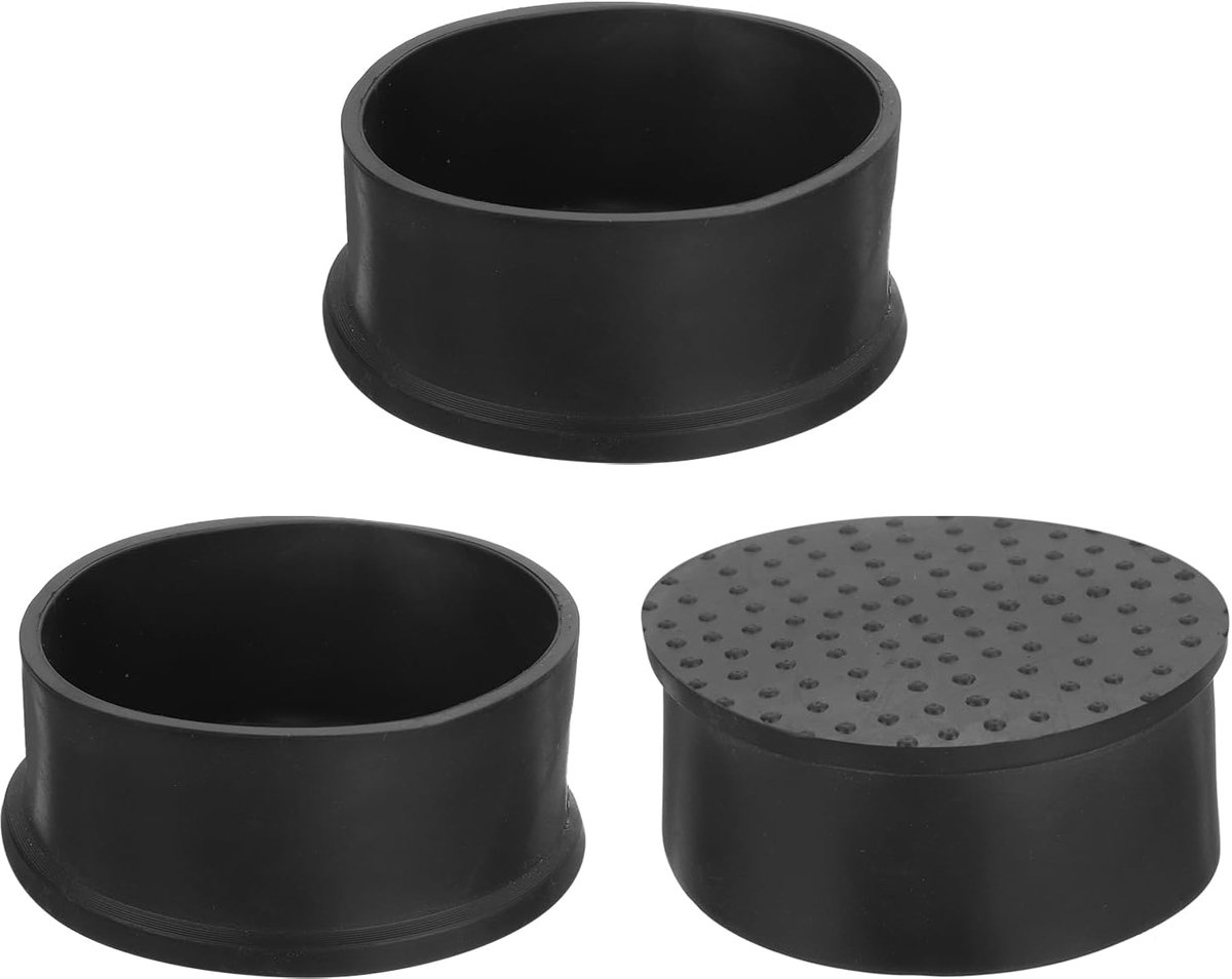 3x Ronde PVC Stoelpootdoppen 76mm Zwart - Antislip Vloerbeschermers voor Stoelen en Tafels