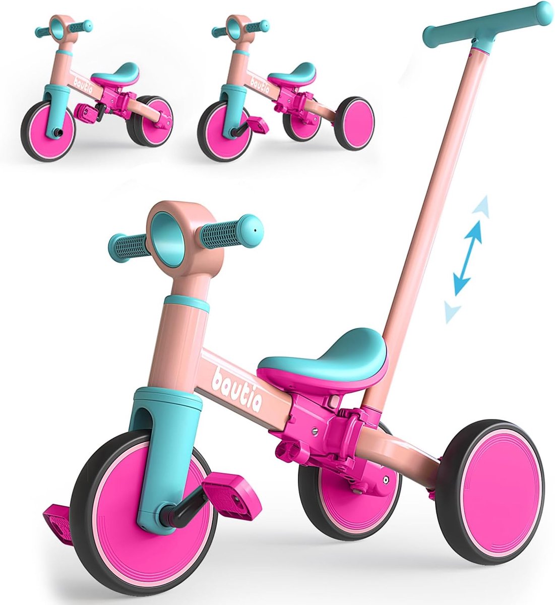 Kinderdriewieler - Loopfiets - Kind Ontwikkelen - 5 Modi - 34 x 69 x 68 cm - Roze