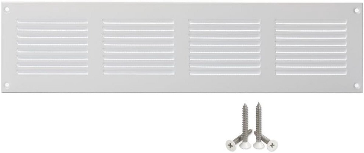 Ventilatie rooster - Lucht rooster - Binnen en buiten - Met insectenwering - 400x100 mm - Wit