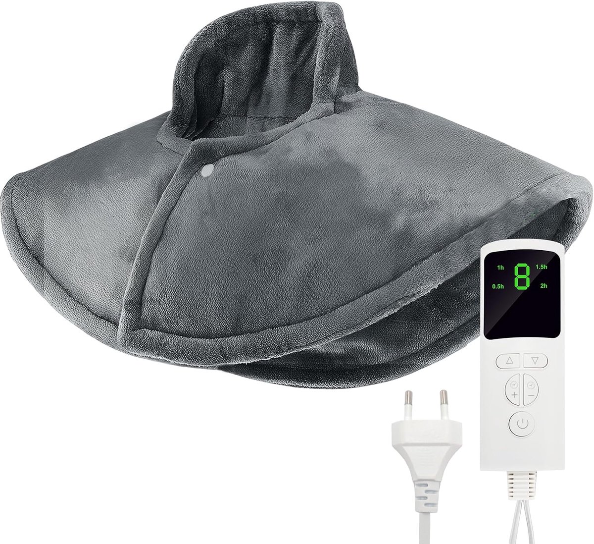 Warmtekussen nek schouder, superzachte flanellen warmtekussen nek, 9 warmtestanden en 4 tijdopties, afneembare en wasbare schouderwarmer - 34×57cm