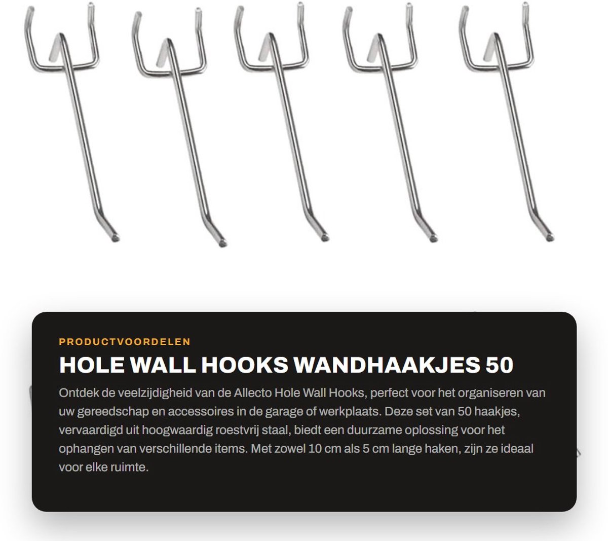Dailygoods- Wandhaak 50 Stuks - Wandhaak Metalen - Wandhaak Roestvrij Staal - Wandhaak Voor Pinboard - Wandhaak Voor Tentoonstelling - Wandhaak 10 cm/5 cm - Haakjes
