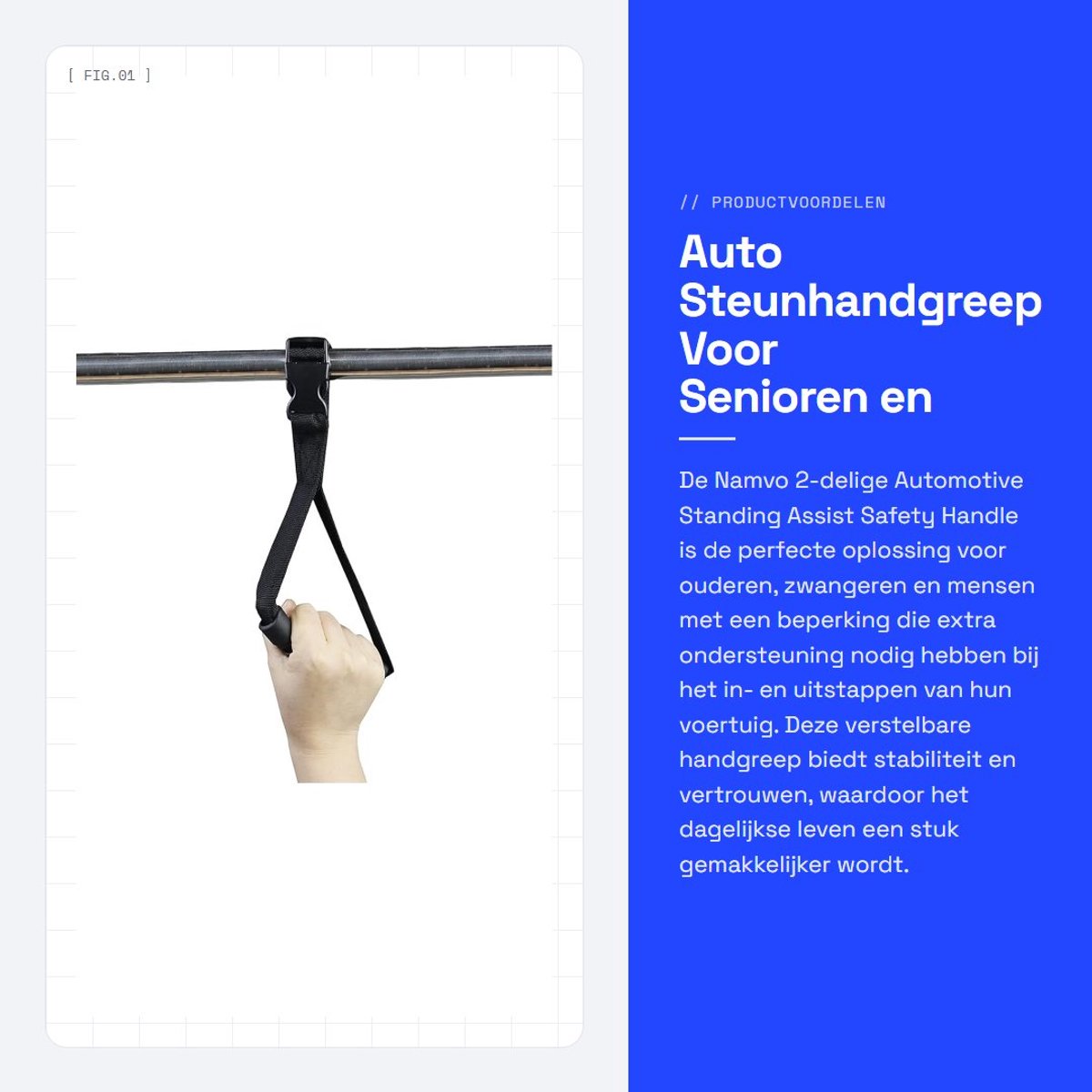 Dailygoods - Auto Steunhandgreep - Voor Senioren en Gehandicapten - Handige ondersteuning - Veilig en comfortabel - Verhoogde grip - Geschikt voor oud...