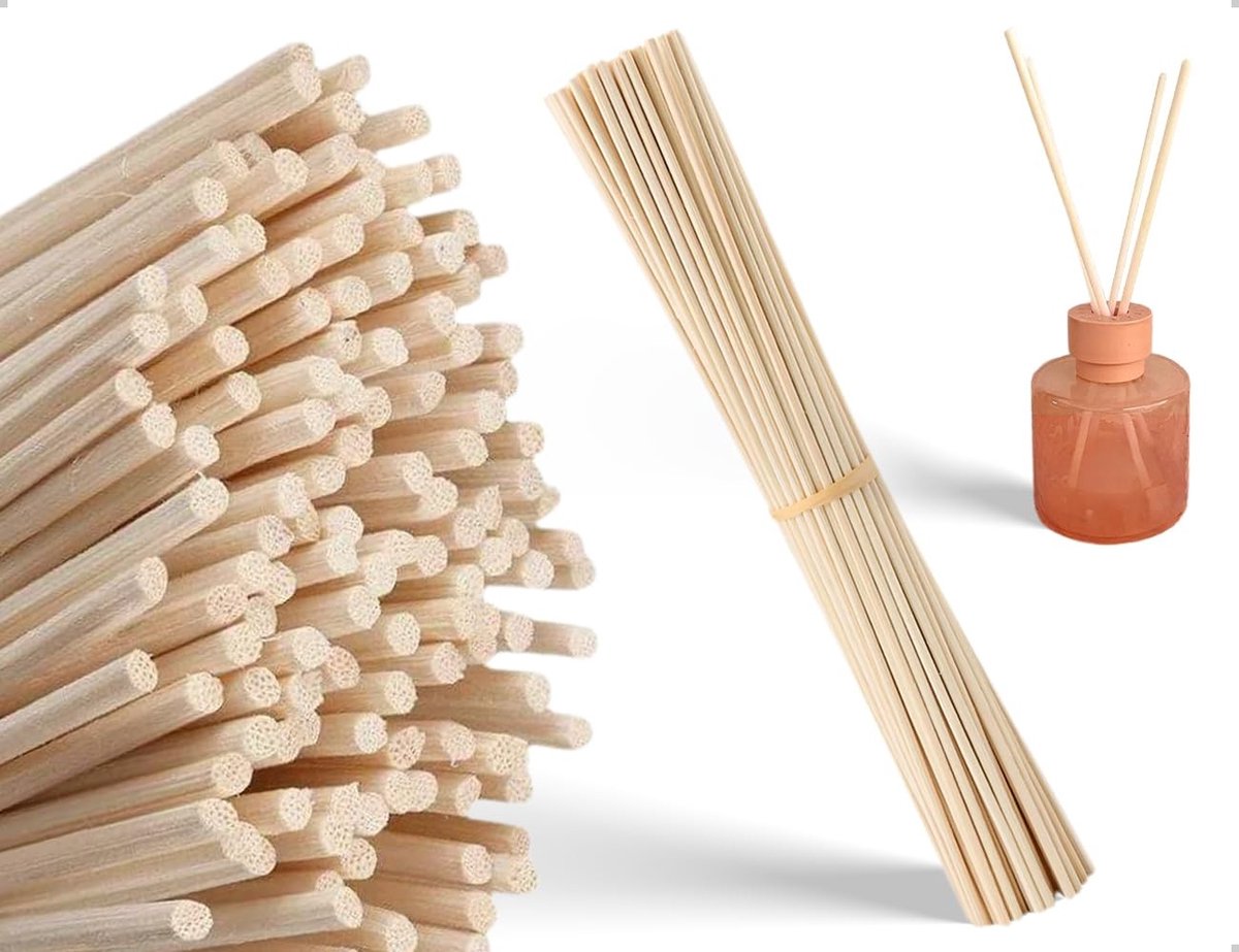 Dailygoods- Geurstokjes 50 Stuks - Navulverpakking - Houten Aromatherapie-Staafjes - 25 x 0,3 cm - Robuust en Stabiel - Langdurig Geureffect - Aromastokjes