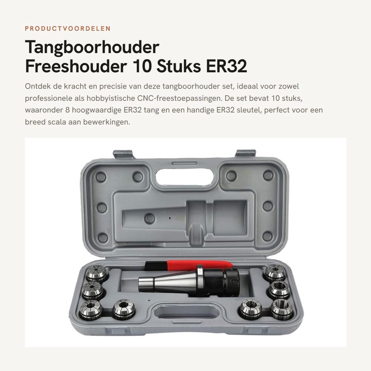 Dailygoods- Tangboorhouder Set van 10 Stuks - CNC Freeshouder - ER32 Tang - ER32 Sleutel - Hoogwaardige Kwaliteit - Betrouwbare Service