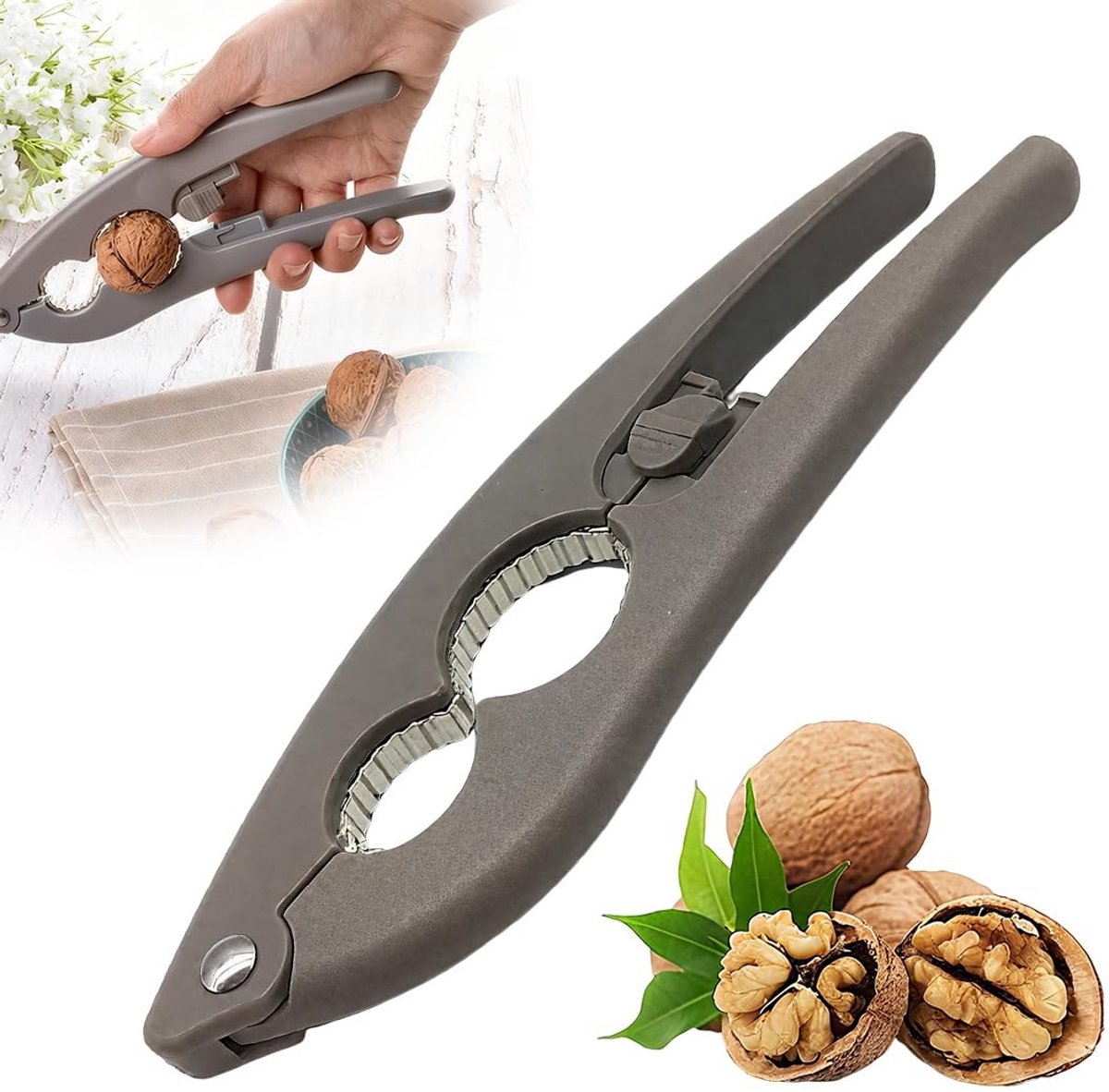 Dailygoods- Notenkraker multifunctioneel - Notenkraker voor kerst - Notenkraker met 3 openingen - Notenkraker van zinklegering - Ergonomisch ontwerp - Hittebestendig handvat - Notenbreker