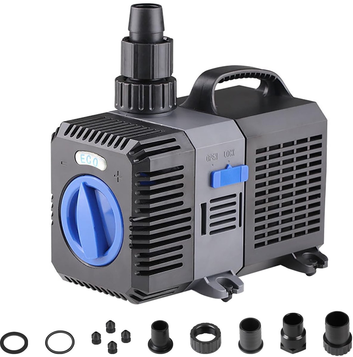 Dailygoods- Vijverpomp 4500 L/H - Energiezuinig - Verstelbaar - Keramische as - Stil - Vervoert vuildeeltjes tot 6 mm - Waterpomp